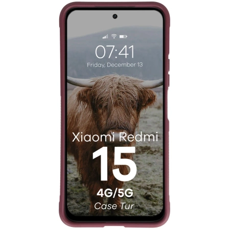 Pancerne etui Bizon Case Tur do Xiaomi Redmi 15 4G / 5G, burgundowe
