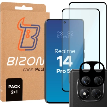 2x Szkło hartowane z ramką + szybka na aparat Bizon Edge 3D Pack do Oppo Reno 12