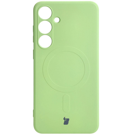 Etui Bizon Case Silicone Magnetic Sq do Galaxy S24 Plus, jasnozielone