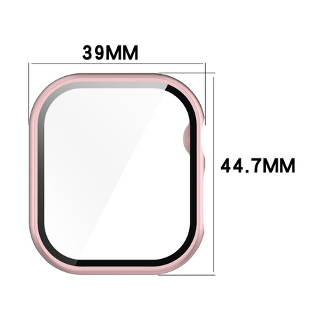 Etui ze szkłem do zegarka Bizon Case+Glass Watch do Apple Watch 10 42mm, jasnoróżowe