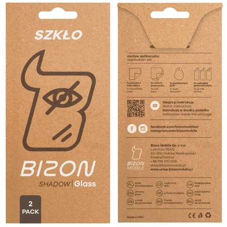 Prywatyzujące szkło hartowane Bizon Glass Edge Shadow Duo do Galaxy S24 Ultra, przyciemniane z czarną ramką, 2 sztuki