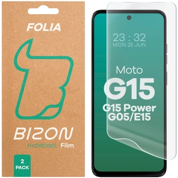 Folia hydrożelowa na ekran Bizon Glass Hydrogel Front Duo do Motorola Moto G15 /G15 Power /G05 /E15, 2 sztuki
