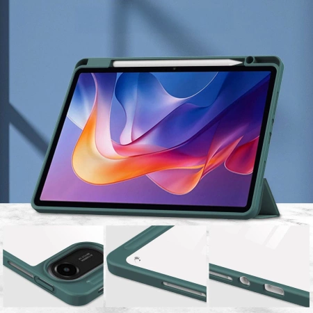 Etui z klapką Bizon Case Tab Clear Matt do Xiaomi Redmi Pad 2, ciemnozielone