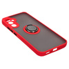 Etui z uchwytem na palec Bizon Case Hybrid Ring do Galaxy A34 5G, przydymione z czerwoną ramką