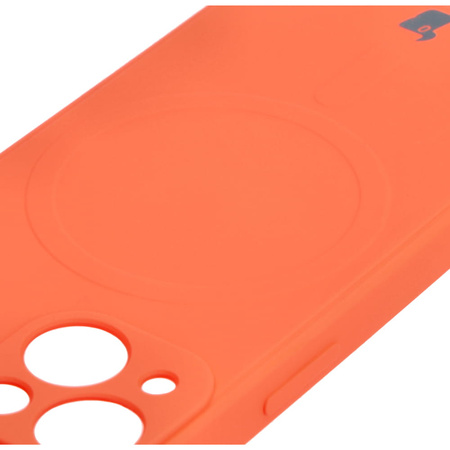 Etui Bizon Case Silicone Magnetic Sq do iPhone 13 Mini, marchewkowe