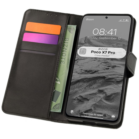 Etui z klapką Bizon Case Pocket do Xiaomi Poco X7 Pro, czarne