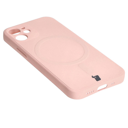 Etui Bizon Case Silicone Magnetic Sq do iPhone 12 Mini, jasnoróżowe