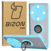 Etui z uchwytem na palec Bizon Case Hybrid Ring do Honor Magic5 Lite, przydymione z jasnoniebieską ramką