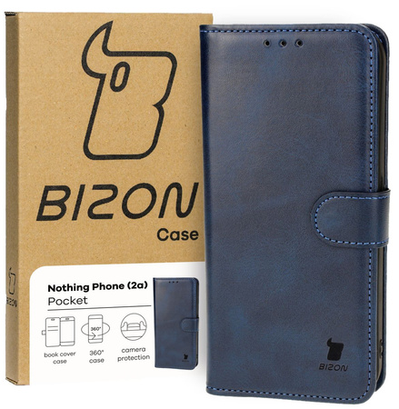 Etui z klapką Bizon Case Pocket do Nothing Phone (2a) / (2a) Plus, granatowe