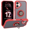 Etui z uchwytem na palec Bizon Case Hybrid Ring do iPhone 17, przydymione z czerwoną ramką