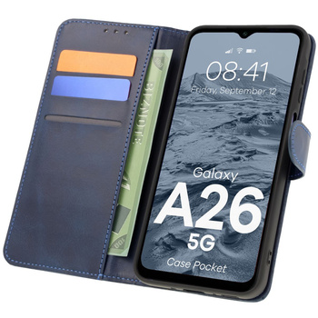 Etui z klapką Bizon Case Pocket do Galaxy A26 5G, granatowe