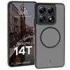Etui z pierścieniem magnetycznym Bizon Case MatteO do Xiaomi 14T, półprzezroczyste z czarną ramką