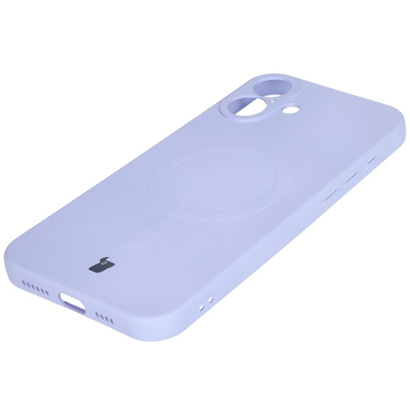 Silikonowe etui z pierścieniem magnetycznym Bizon Case Silicone Magnetic do iPhone 16 Plus, jasnofioletowe