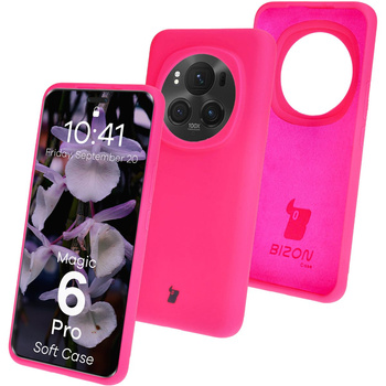 Silikonowe etui Bizon Soft Case do Honor Magic6 Pro, neonowo-różowe
