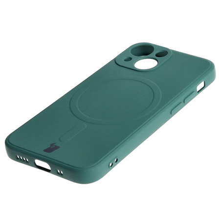 Etui Bizon Case Silicone Magnetic Sq do iPhone 13 Mini, ciemnozielone