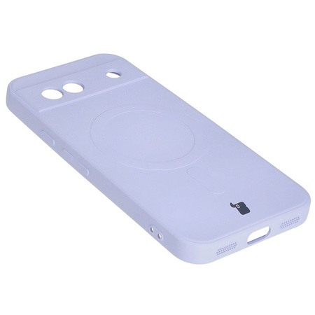 Silikonowe etui z pierścieniem magnetycznym Bizon Case Silicone Magnetic Sq do Google Pixel 8a, jasnofioletowe