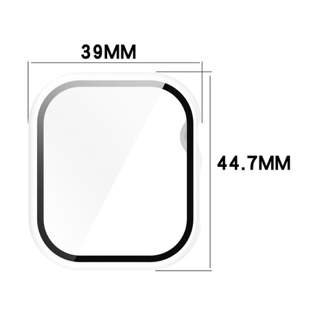 Etui ze szkłem do zegarka Bizon Case Watch Adamo do Apple Watch 11 / 10 42mm, białe