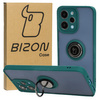 Etui z uchwytem na palec Bizon Case Hybrid Ring do Xiaomi Redmi 12, przydymione z ciemnozieloną ramką