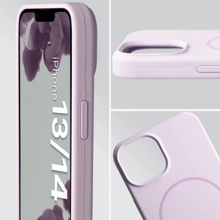 Silikonowe etui z pierścieniem magnetycznym Bizon Soft Case Magnetic do iPhone 14/13, jasnofioletowe