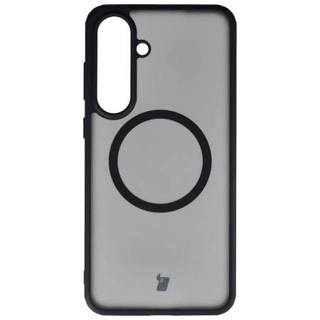 Etui z pierścieniem magnetycznym + szkło hartowane Bizon MatteO Pack do Galaxy S25 FE, przydymione-czarne
