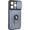 Etui Bizon Case Camshield Card Slot Ring do iPhone 14 Pro, szare