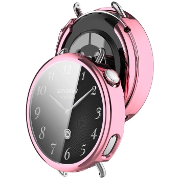 Etui z osłoną ekranu Bizon Case Watch Felipe do Xiaomi Watch S4 41 mm, różowe