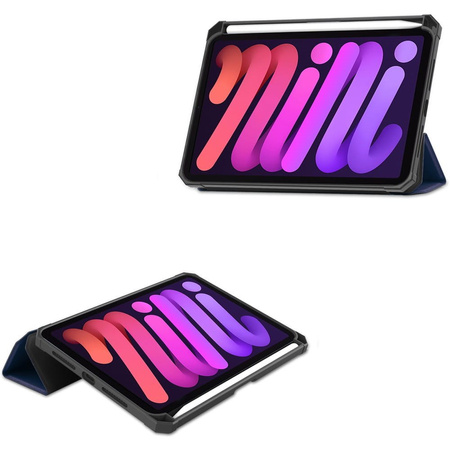 Etui Bizon Case Tab Lizard do Apple iPad Mini (A17 Pro) 2024 / iPad Mini 6 2021, granatowe
