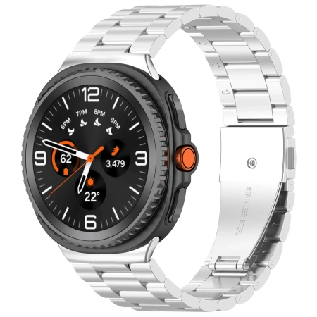 Pasek ze stali nierdzewnej Bizon Strap Watch Aura do Samsung Galaxy Watch 8 40 mm / 44 mm / 8 Classic 46 mm, srebrny