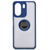 Etui z uchwytem na palec Bizon Case Hybrid Ring do Xiaomi Redmi 13C / Xiaomi Poco C65, przydymione z granatową ramką
