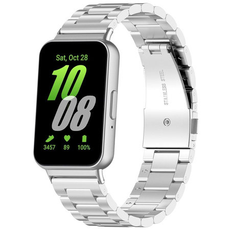 Pasek ze stali nierdzewnej Bizon Strap Watch Aura do Galaxy Fit 3, srebrny