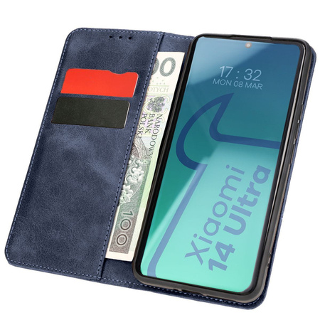 Etui z klapką Bizon Case Pocket Pro do Xiaomi 14 Ultra, granatowe