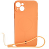 Etui silikonowe z pierścieniem magnetycznym Bizon Case Silicone Magnetic do iPhone 15 Plus, marchewkowe