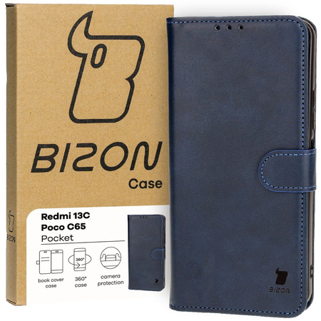 Etui z klapką Bizon Case Pocket do Xiaomi Redmi 13C / Xiaomi Poco C65, granatowe