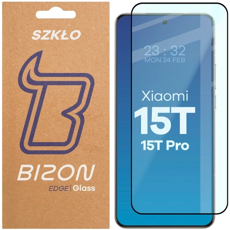 Szkło hartowane Bizon Glass Edge 2 do Xiaomi 15T / 15T Pro, czarna ramka