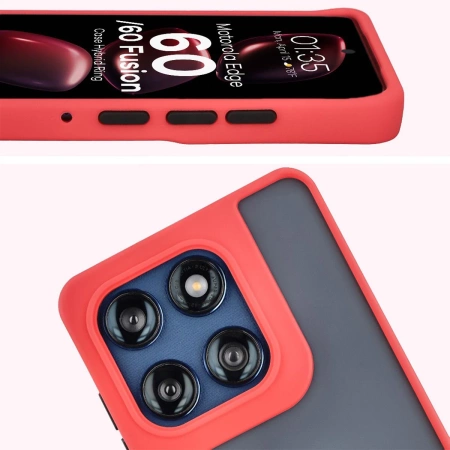 Etui z uchwytem na palec Bizon Case Hybrid Ring do Google Pixel 10 / 10 Pro, przydymione z czerwoną ramką