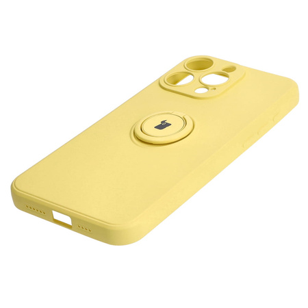 Etui Bizon Case Silicone Ring Sq do Apple iPhone 15 Pro Max, żółte