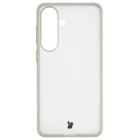 Etui Bizon Case Angelo do Galaxy S26 Plus, półprzezroczyste z beżową ramką
