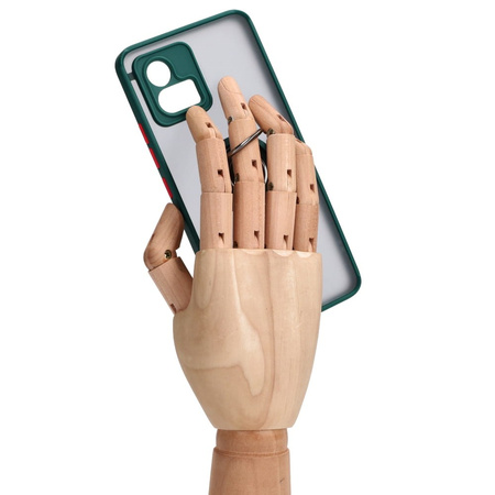 Etui z uchwytem na palec Bizon Case Hybrid Ring do Motorola Moto G72, przydymione z ciemnozieloną ramką