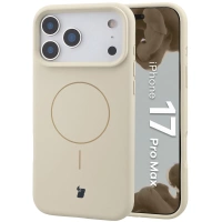 Silikonowe etui z pierścieniem magnetycznym Bizon Soft Case Magnetic do iPhone 17 Pro Max, écru