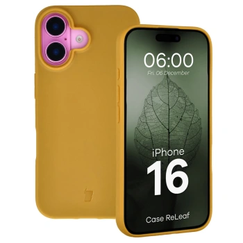 Etui z recyklingu Bizon Case ReLeaf do iPhone 16, ciemnożółte