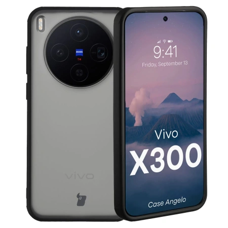 Etui Bizon Case Angelo do Vivo X300, przydymione z czarną ramką