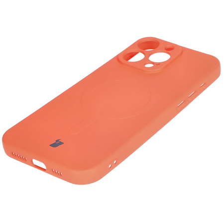 Silikonowe etui z pierścieniem magnetycznym Bizon Case Silicone Magnetic do iPhone 16 Pro Max, marchewkowe
