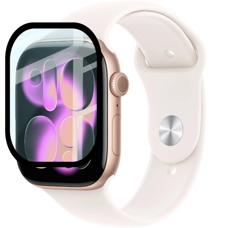 Szkło hybrydowe Bizon Glass Watch Edge Hybrid dla Apple Watch 11 / 10 (46 mm), czarne