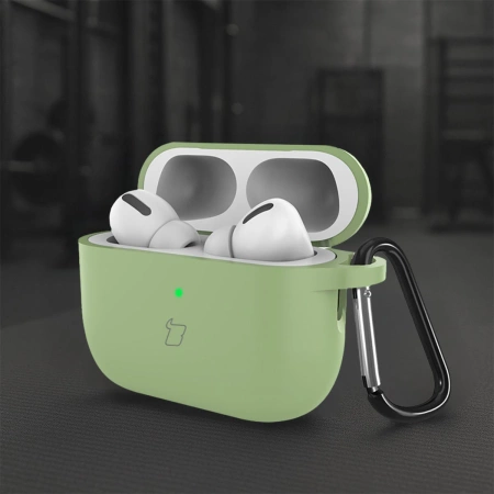 Silikonowe etui z karabińczykiem Bizon Case Headphone Silicone do AirPods Pro 3, jasnozielone