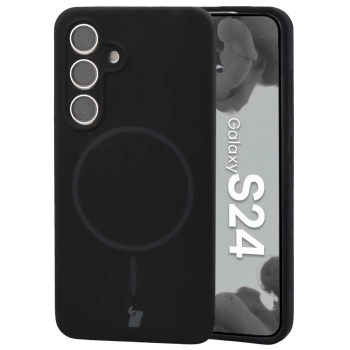 Silikonowe etui z pierścieniem magnetycznym Bizon Soft Case Magnetic do Galaxy S24, czarne