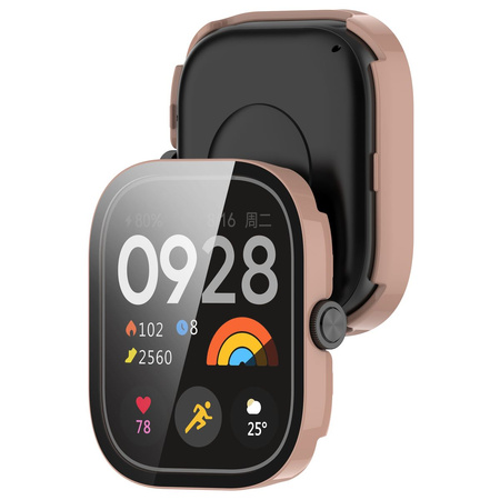 Etui ze szkłem do zegarka Bizon Case+Glass Watch do Xiaomi Redmi Watch 5, różowe