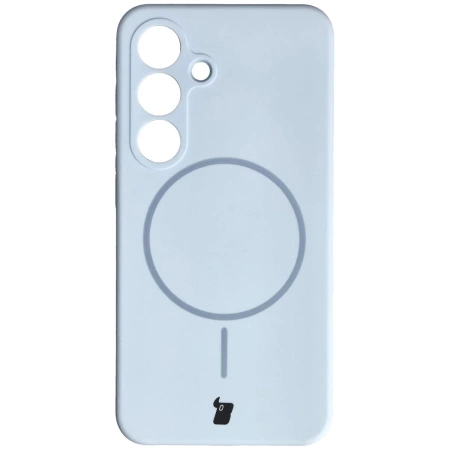 Silikonowe etui z pierścieniem magnetycznym Bizon Soft Case Magnetic do Galaxy S25, błękitne