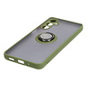 Etui z uchwytem na palec Bizon Case Hybrid Ring do Galaxy M54 5G, przydymione z zieloną ramką