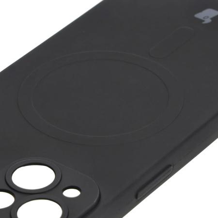 Etui silikonowe z pierścieniem magnetycznym Bizon Case Silicone Magnetic do iPhone 14, czarne