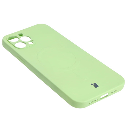 Etui silikonowe z pierścieniem magnetycznym Bizon Case Silicone Magnetic do iPhone 12 Pro Max, jasnozielone